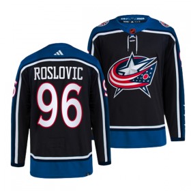 Miesten NHL Columbus Blue Jackets Pelipaita Jack Roslovic 96 Reverse Retro 2.0 Adidas 2022-23 Musta Authentic
